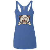 T-Shirts Vintage Royal / X-Small Cute Pug and Bone Women's Triblend Racerback Tank