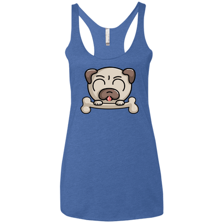 T-Shirts Vintage Royal / X-Small Cute Pug and Bone Women's Triblend Racerback Tank