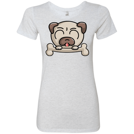 T-Shirts Heather White / S Cute Pug and Bone Women's Triblend T-Shirt