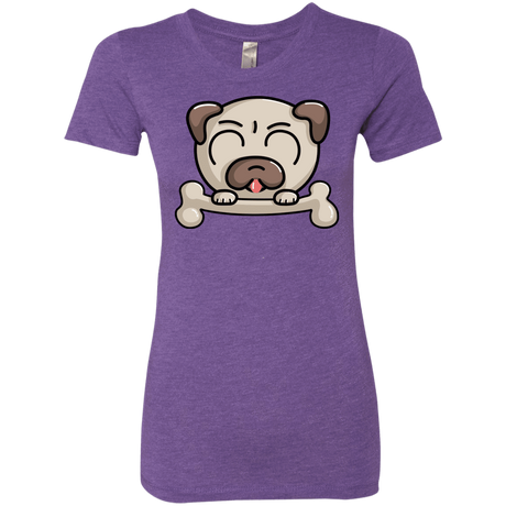 T-Shirts Purple Rush / S Cute Pug and Bone Women's Triblend T-Shirt