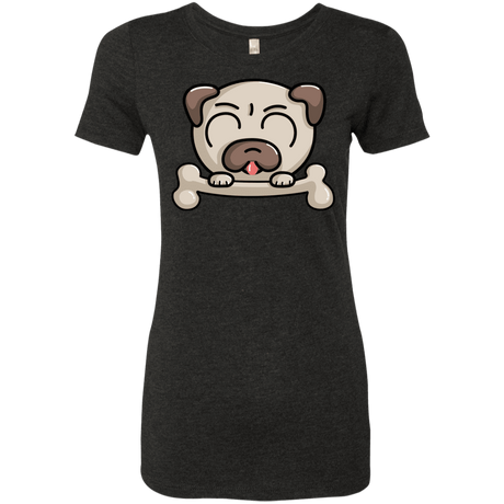 T-Shirts Vintage Black / S Cute Pug and Bone Women's Triblend T-Shirt