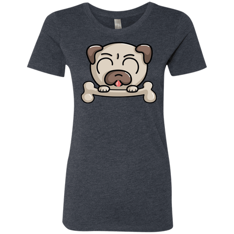 T-Shirts Vintage Navy / S Cute Pug and Bone Women's Triblend T-Shirt