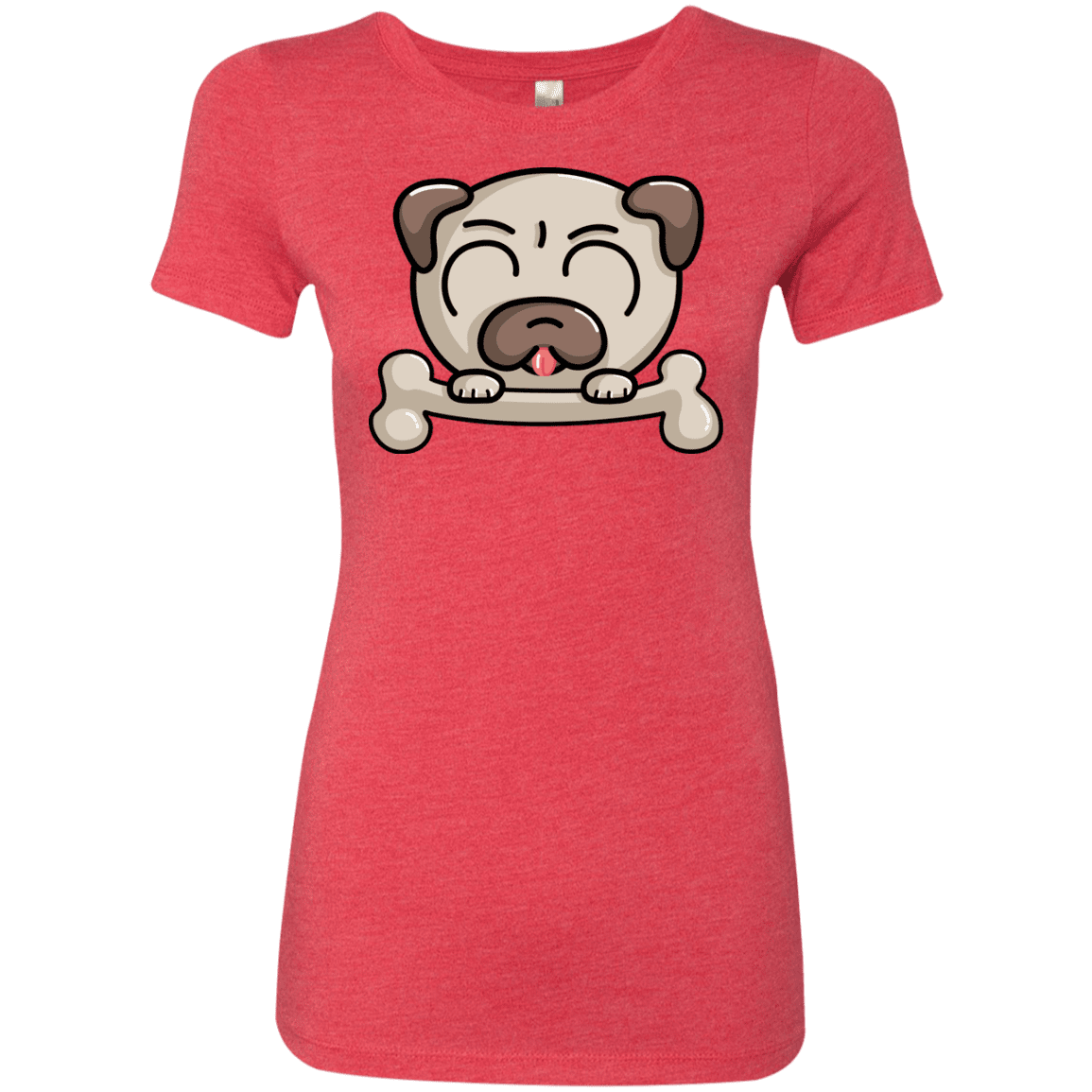 T-Shirts Vintage Red / S Cute Pug and Bone Women's Triblend T-Shirt