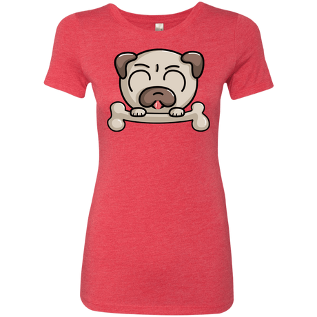 T-Shirts Vintage Red / S Cute Pug and Bone Women's Triblend T-Shirt