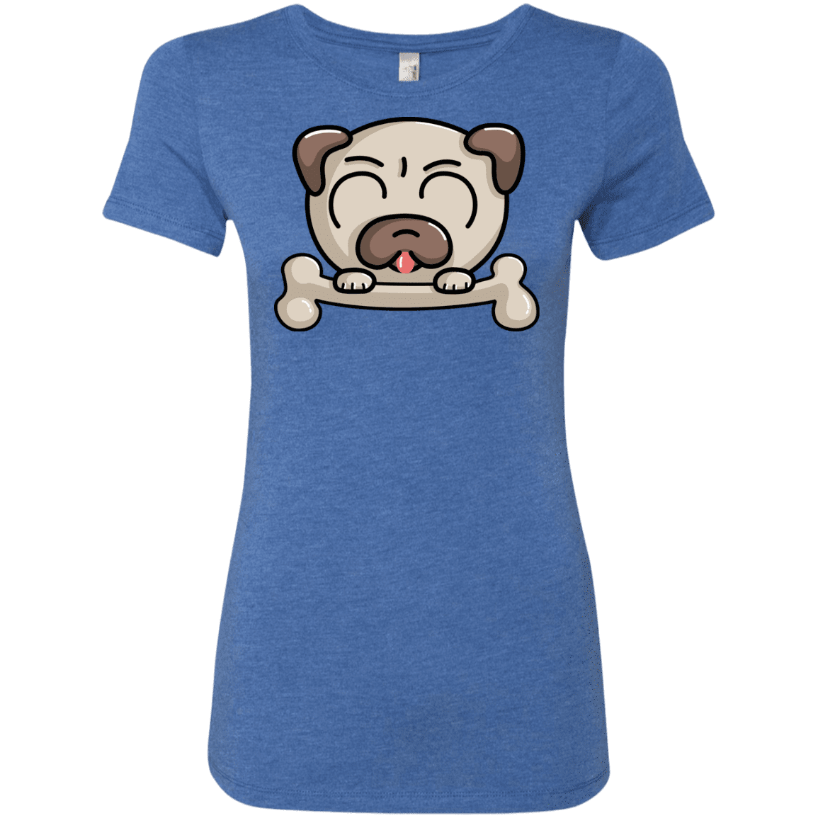 T-Shirts Vintage Royal / S Cute Pug and Bone Women's Triblend T-Shirt