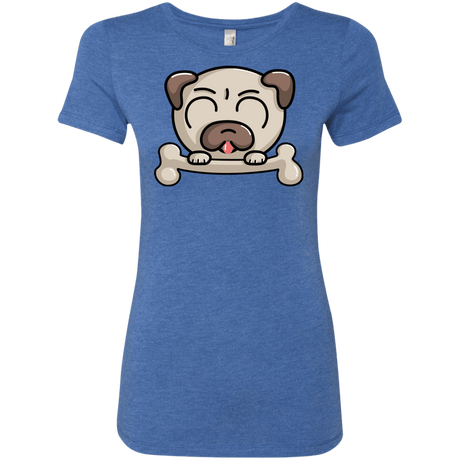 T-Shirts Vintage Royal / S Cute Pug and Bone Women's Triblend T-Shirt