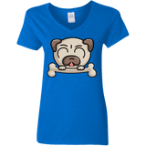 T-Shirts Royal / S Cute Pug and Bone Women's V-Neck T-Shirt