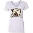 T-Shirts White / S Cute Pug and Bone Women's V-Neck T-Shirt