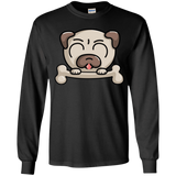 T-Shirts Black / YS Cute Pug and Bone Youth Long Sleeve T-Shirt