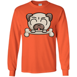T-Shirts Orange / YS Cute Pug and Bone Youth Long Sleeve T-Shirt