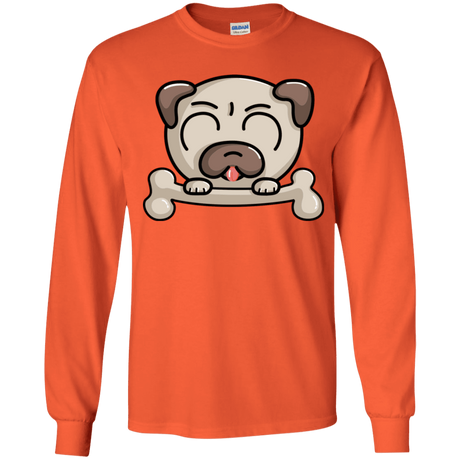 T-Shirts Orange / YS Cute Pug and Bone Youth Long Sleeve T-Shirt