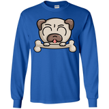 T-Shirts Royal / YS Cute Pug and Bone Youth Long Sleeve T-Shirt