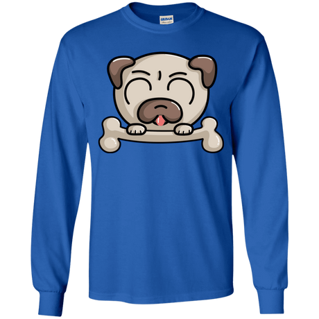 T-Shirts Royal / YS Cute Pug and Bone Youth Long Sleeve T-Shirt