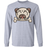 T-Shirts Sport Grey / YS Cute Pug and Bone Youth Long Sleeve T-Shirt