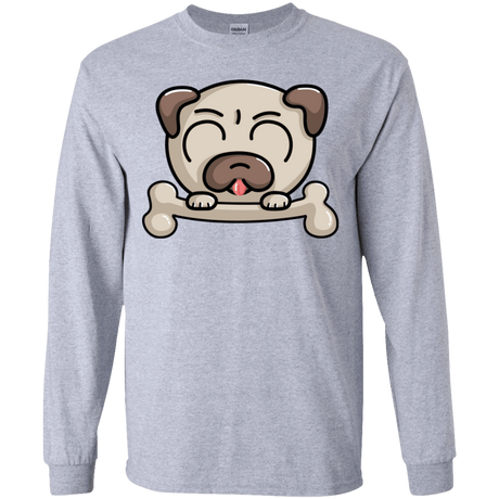 T-Shirts Sport Grey / YS Cute Pug and Bone Youth Long Sleeve T-Shirt