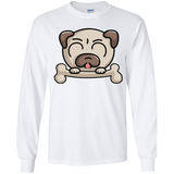 T-Shirts White / YS Cute Pug and Bone Youth Long Sleeve T-Shirt