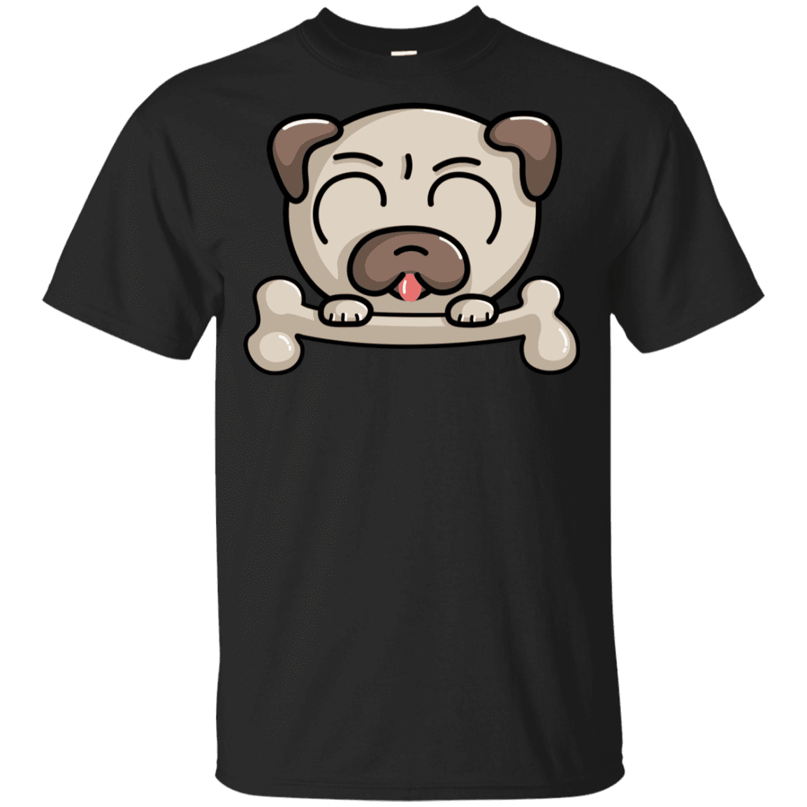 T-Shirts Black / YXS Cute Pug and Bone Youth T-Shirt