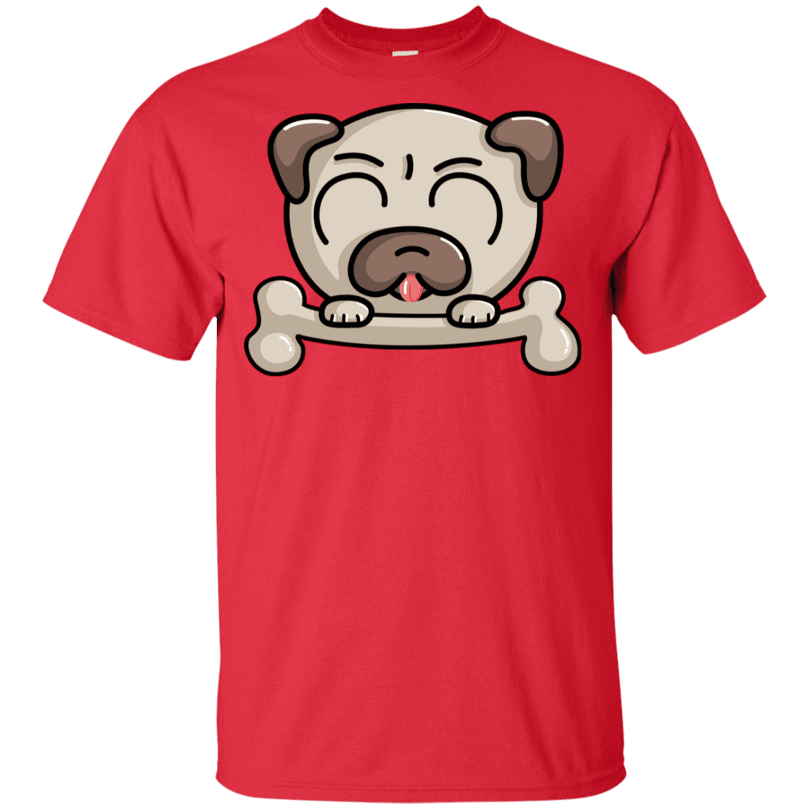 T-Shirts Red / YXS Cute Pug and Bone Youth T-Shirt