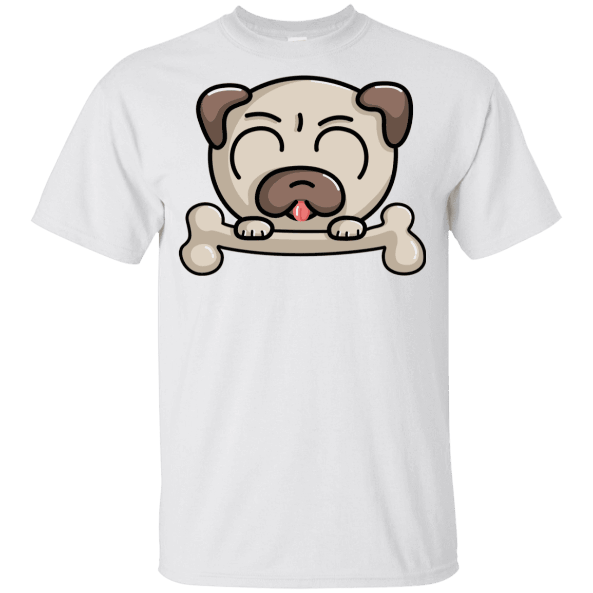 T-Shirts White / YXS Cute Pug and Bone Youth T-Shirt