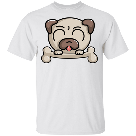 T-Shirts White / YXS Cute Pug and Bone Youth T-Shirt