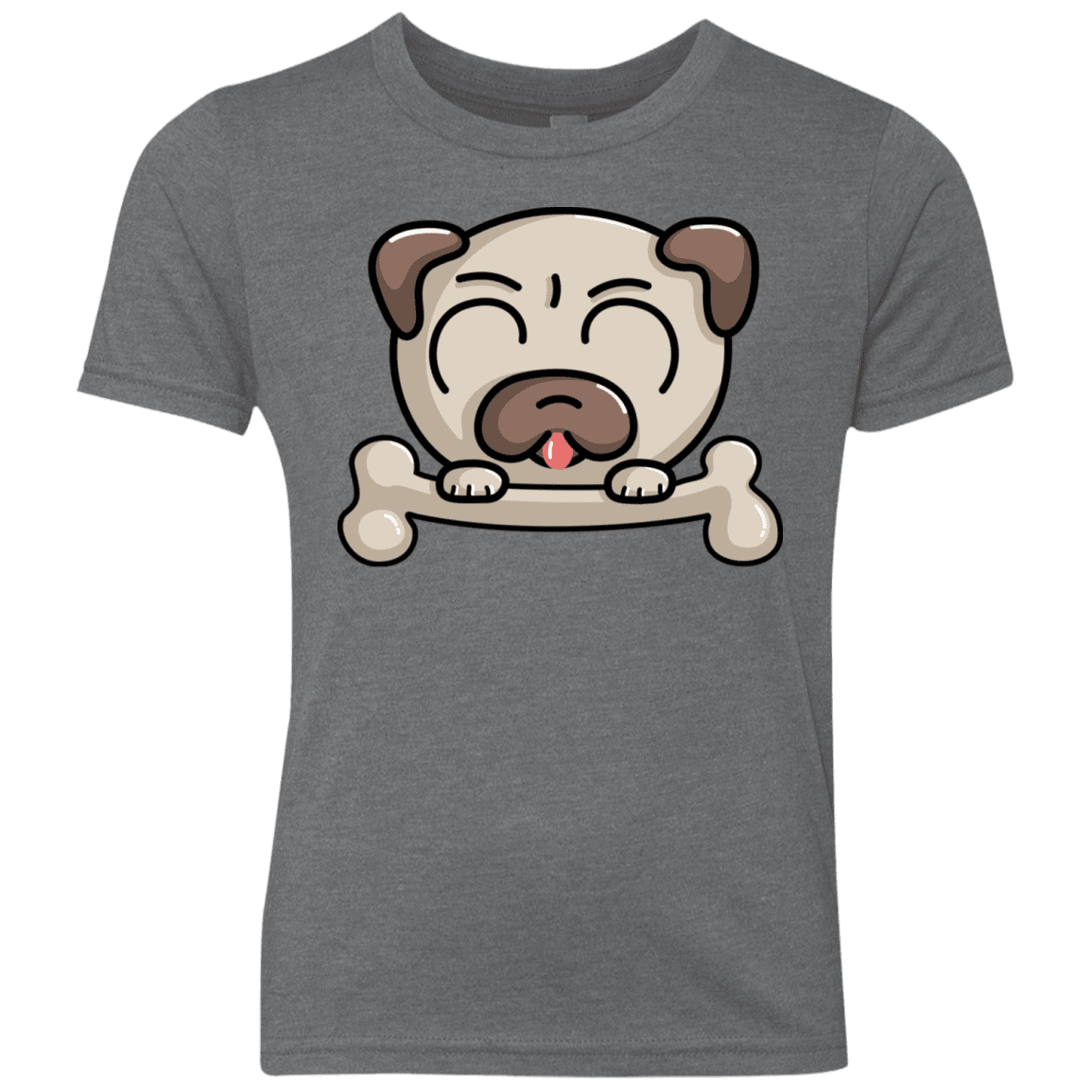 T-Shirts Premium Heather / YXS Cute Pug and Bone Youth Triblend T-Shirt