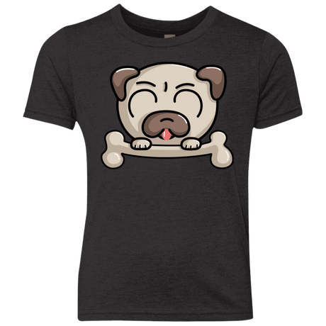 T-Shirts Vintage Black / YXS Cute Pug and Bone Youth Triblend T-Shirt