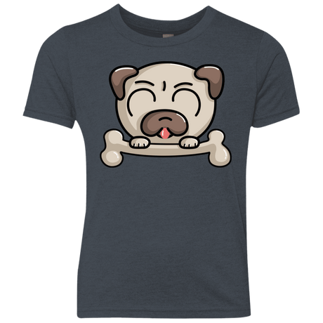 T-Shirts Vintage Navy / YXS Cute Pug and Bone Youth Triblend T-Shirt