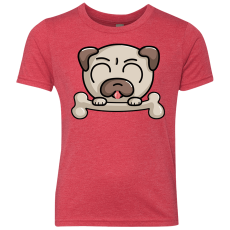T-Shirts Vintage Red / YXS Cute Pug and Bone Youth Triblend T-Shirt