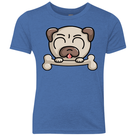 T-Shirts Vintage Royal / YXS Cute Pug and Bone Youth Triblend T-Shirt