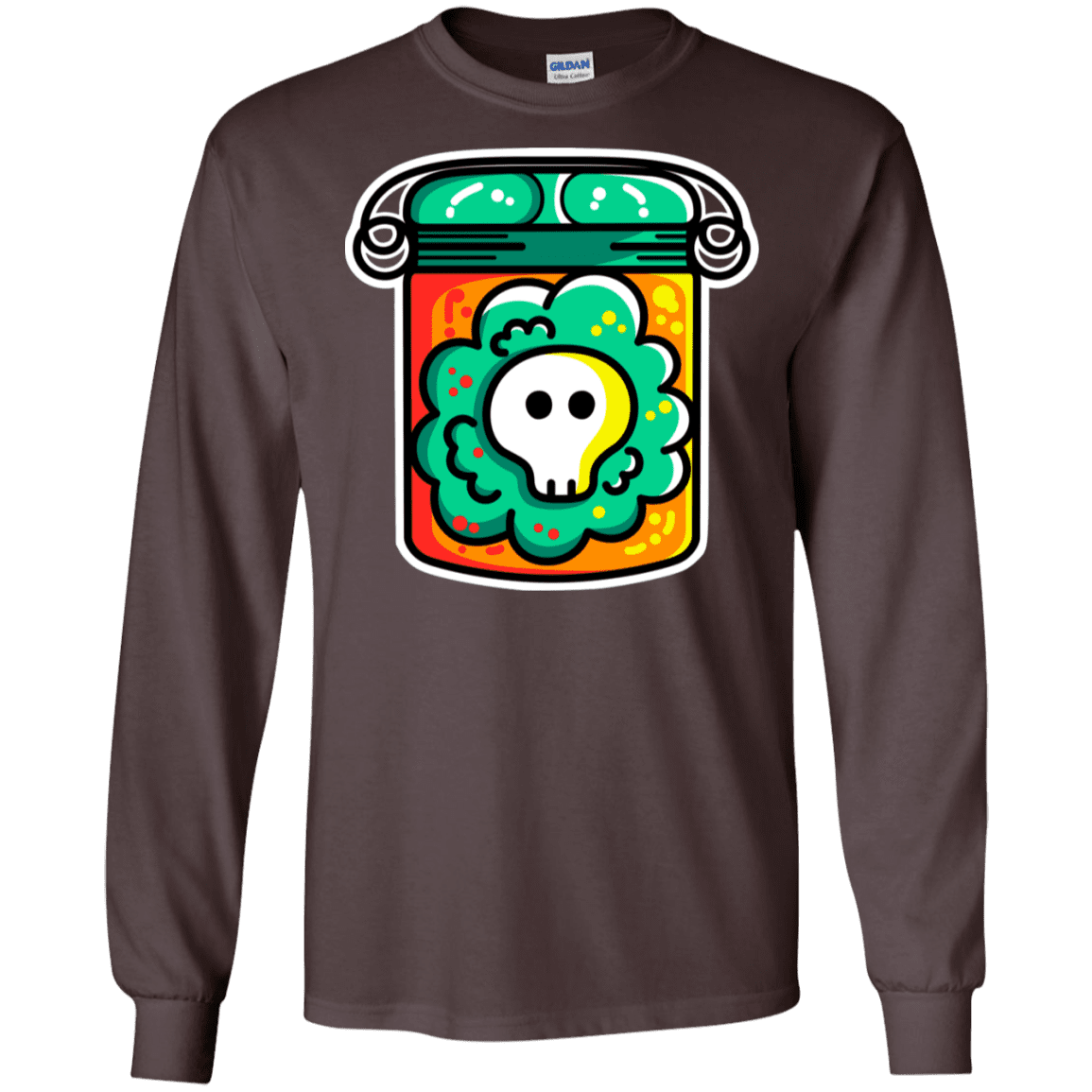 T-Shirts Dark Chocolate / S Cute Skull In A Jar Men's Long Sleeve T-Shirt