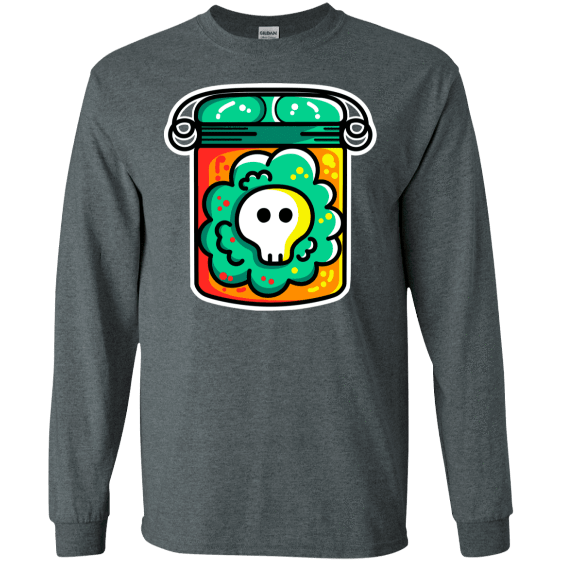 T-Shirts Dark Heather / S Cute Skull In A Jar Men's Long Sleeve T-Shirt