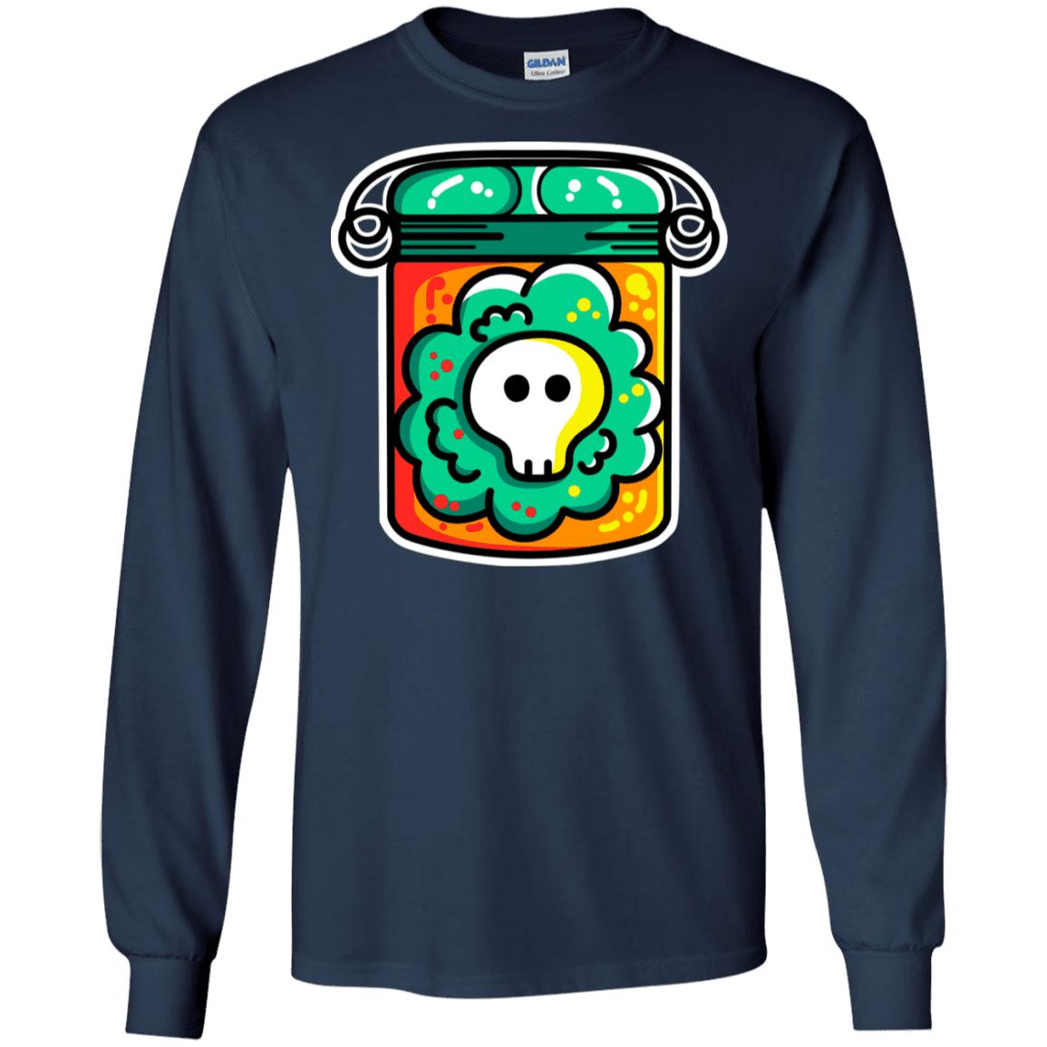 T-Shirts Navy / S Cute Skull In A Jar Men's Long Sleeve T-Shirt