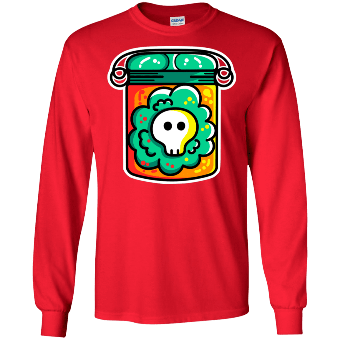 T-Shirts Red / S Cute Skull In A Jar Men's Long Sleeve T-Shirt