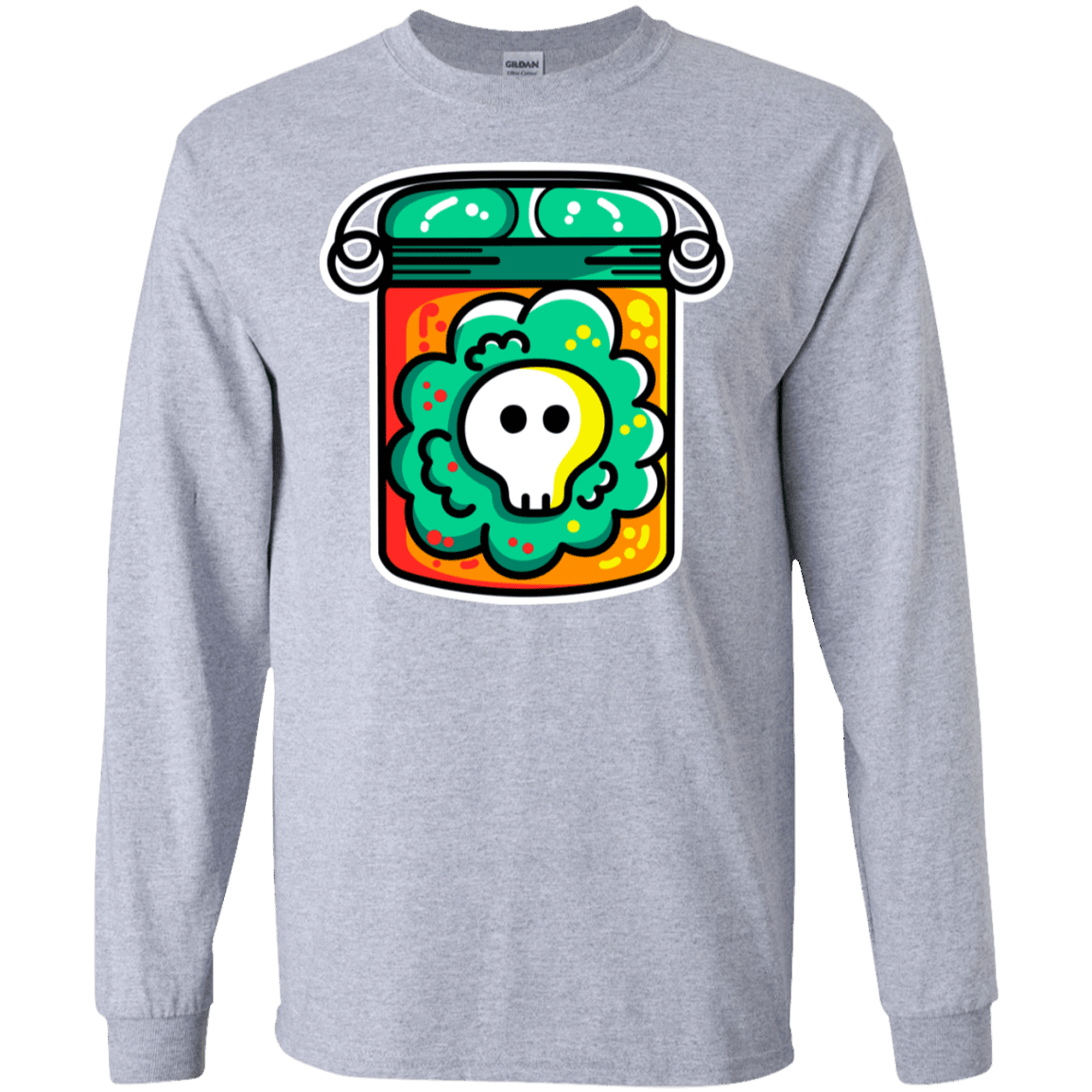 T-Shirts Sport Grey / S Cute Skull In A Jar Men's Long Sleeve T-Shirt