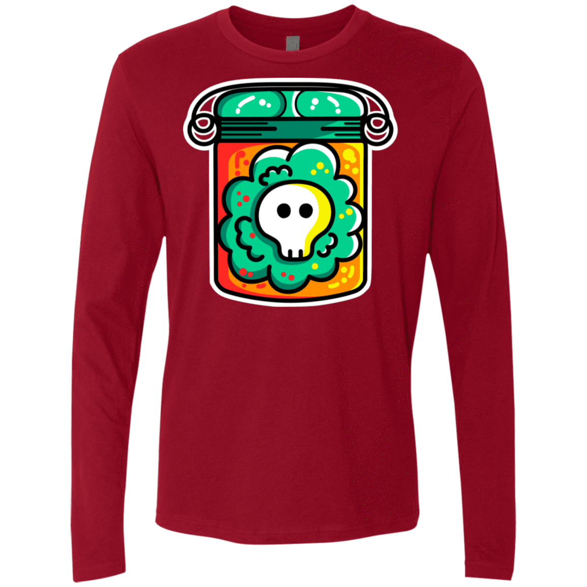 T-Shirts Cardinal / S Cute Skull In A Jar Men's Premium Long Sleeve