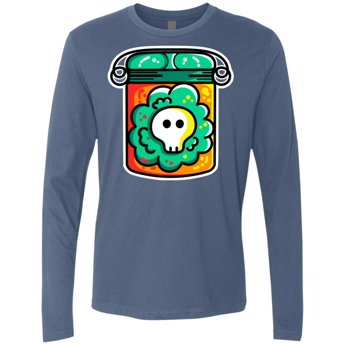 T-Shirts Indigo / S Cute Skull In A Jar Men's Premium Long Sleeve