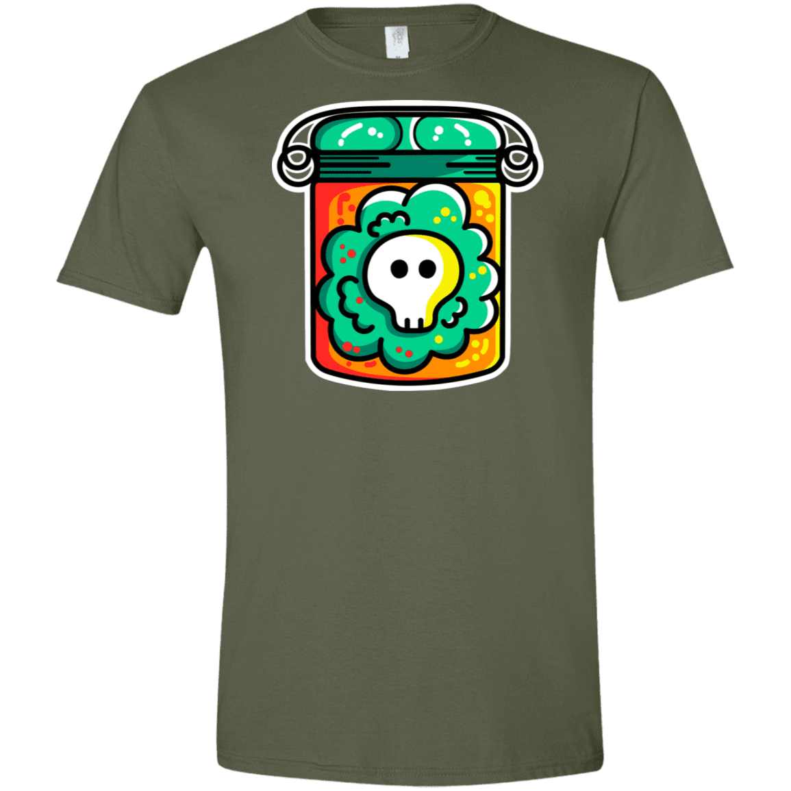 T-Shirts Military Green / S Cute Skull In A Jar Men's Semi-Fitted Softstyle