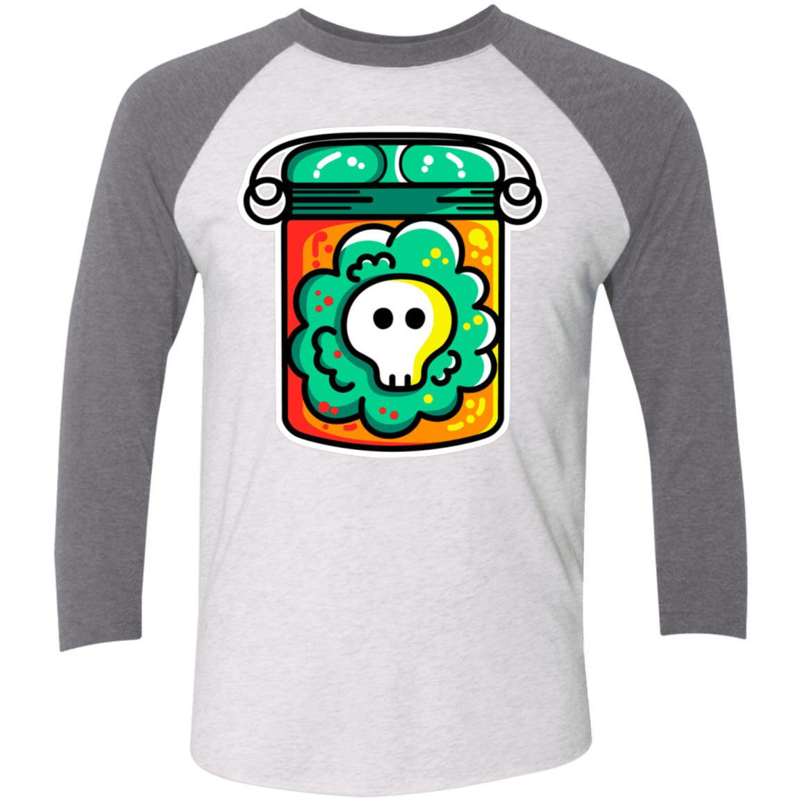 T-Shirts Heather White/Premium Heather / X-Small Cute Skull In A Jar Men's Triblend 3/4 Sleeve