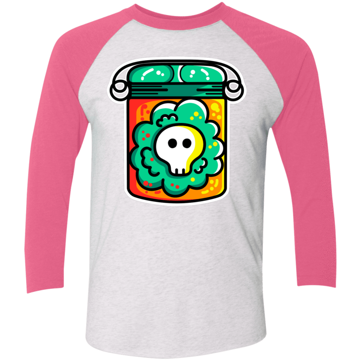 T-Shirts Heather White/Vintage Pink / X-Small Cute Skull In A Jar Men's Triblend 3/4 Sleeve