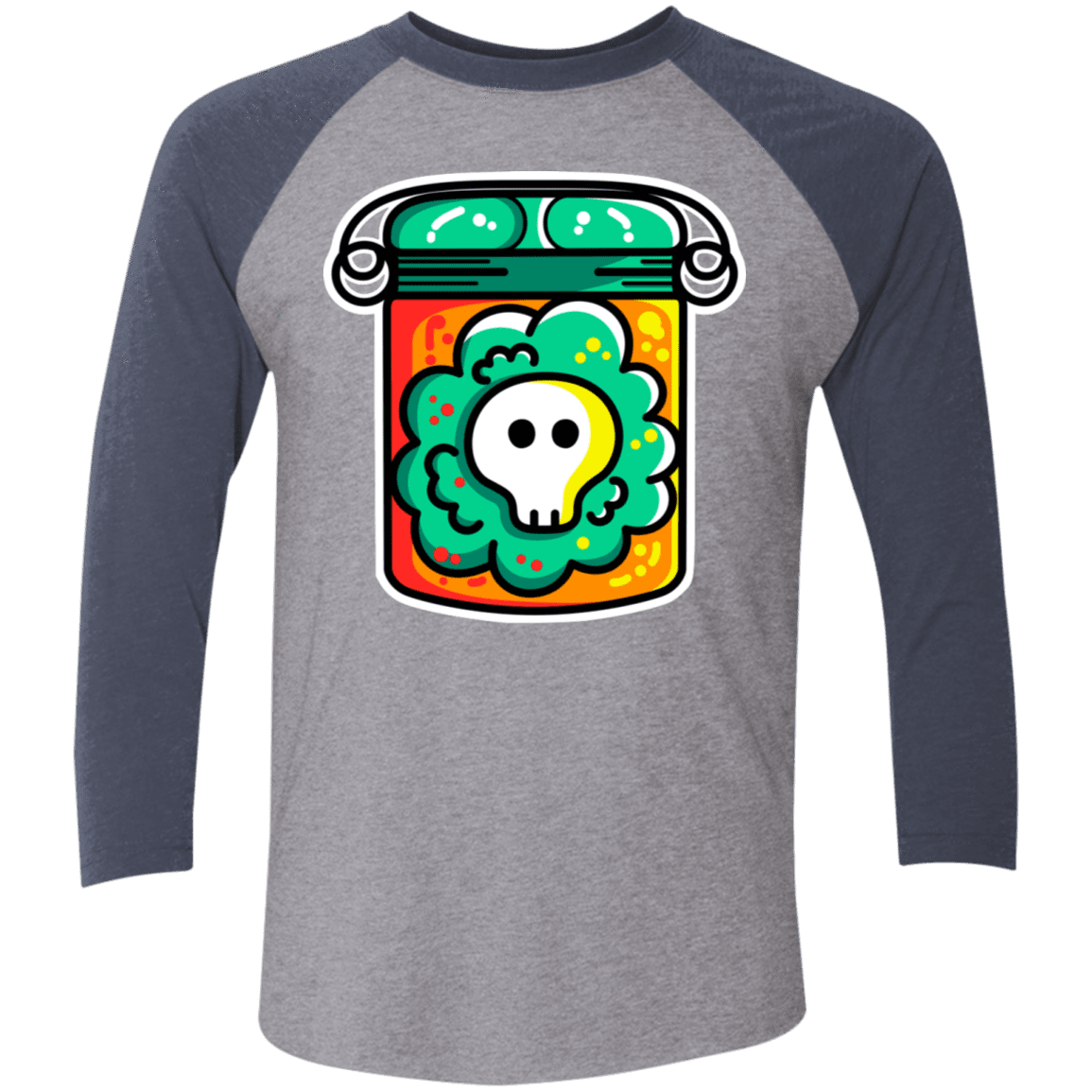 T-Shirts Premium Heather/Vintage Navy / X-Small Cute Skull In A Jar Men's Triblend 3/4 Sleeve