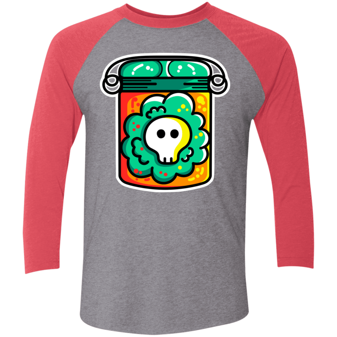 T-Shirts Premium Heather/Vintage Red / X-Small Cute Skull In A Jar Men's Triblend 3/4 Sleeve