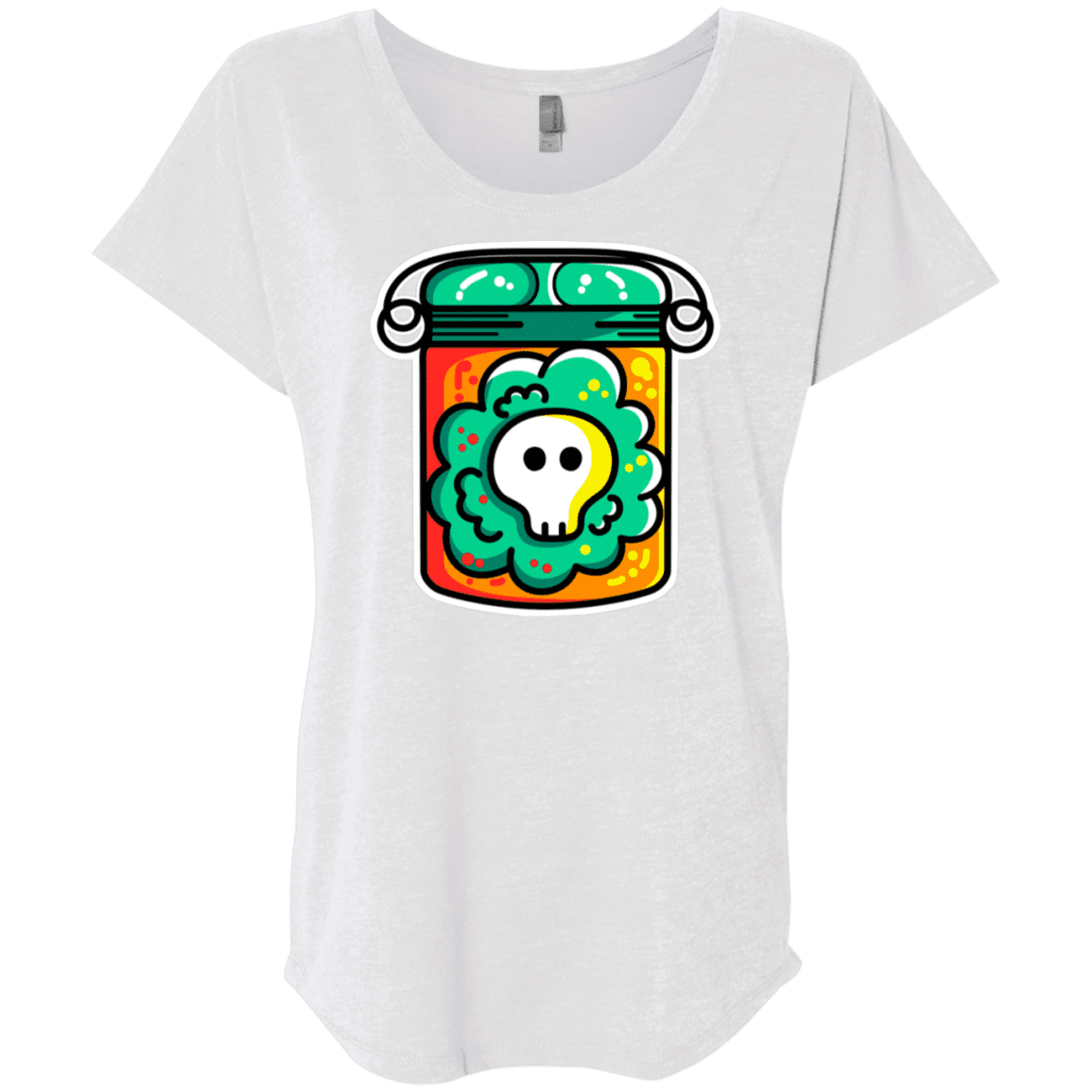 T-Shirts Heather White / X-Small Cute Skull In A Jar Triblend Dolman Sleeve