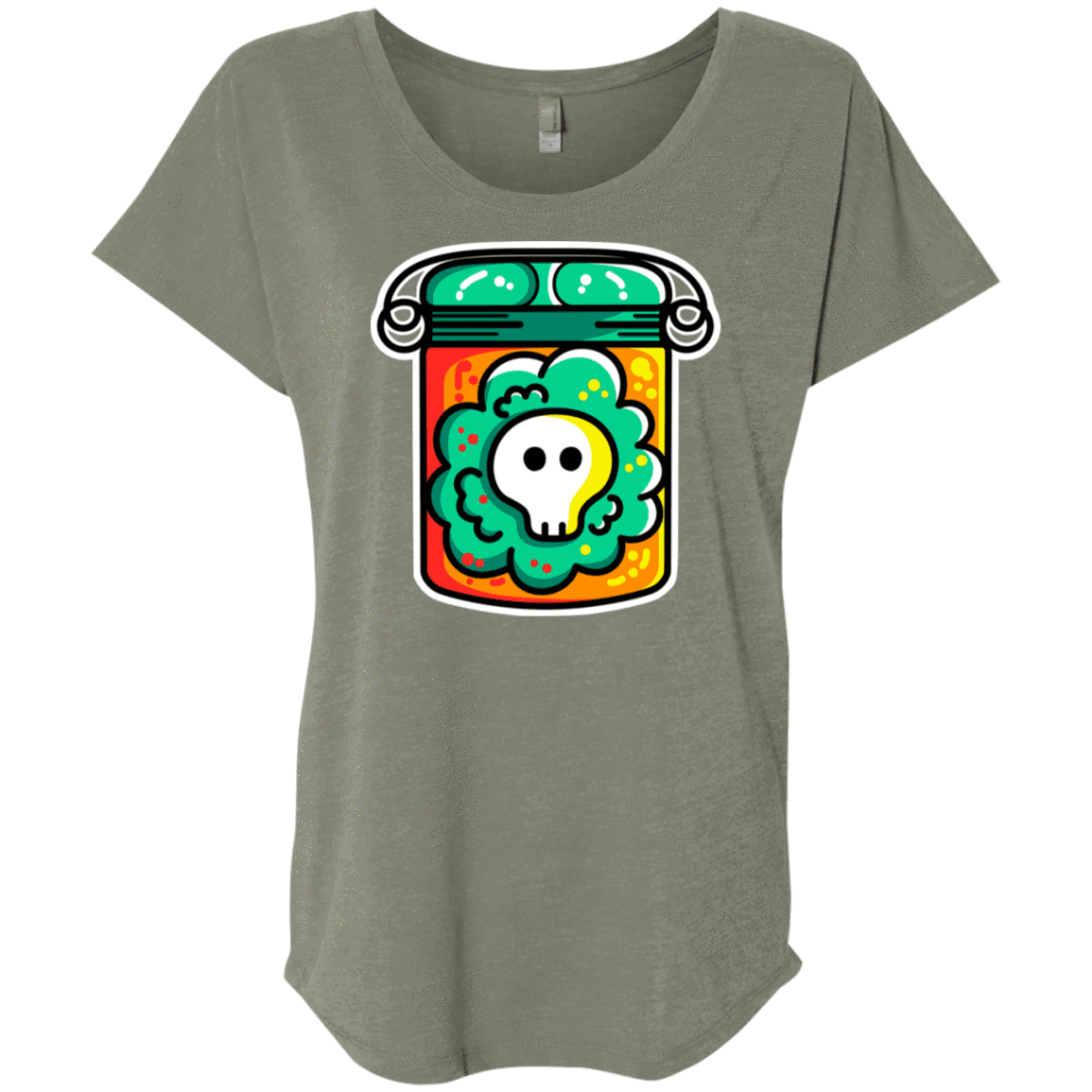 T-Shirts Venetian Grey / X-Small Cute Skull In A Jar Triblend Dolman Sleeve
