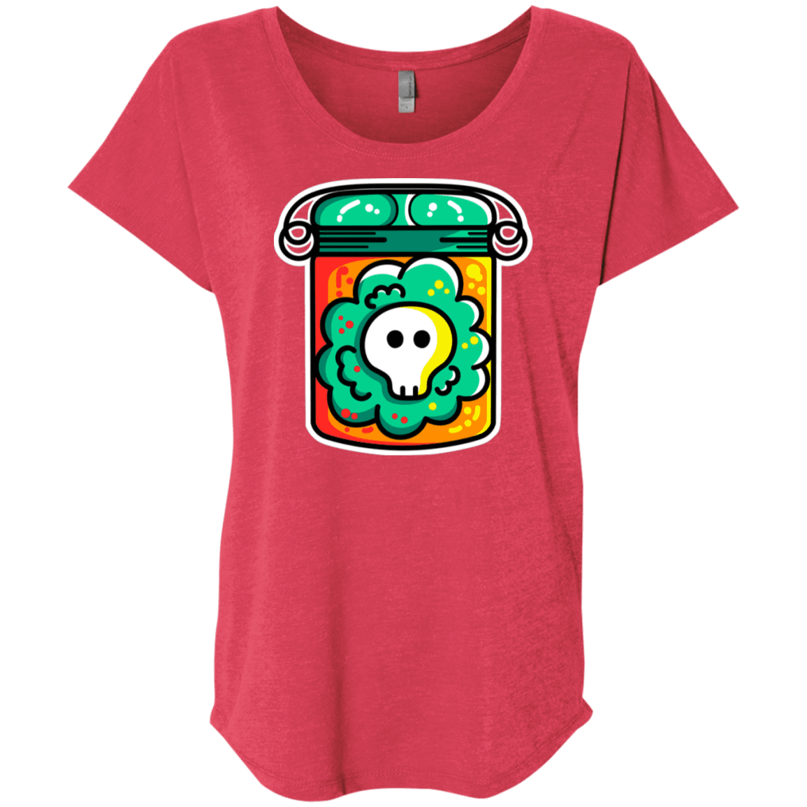 T-Shirts Vintage Red / X-Small Cute Skull In A Jar Triblend Dolman Sleeve