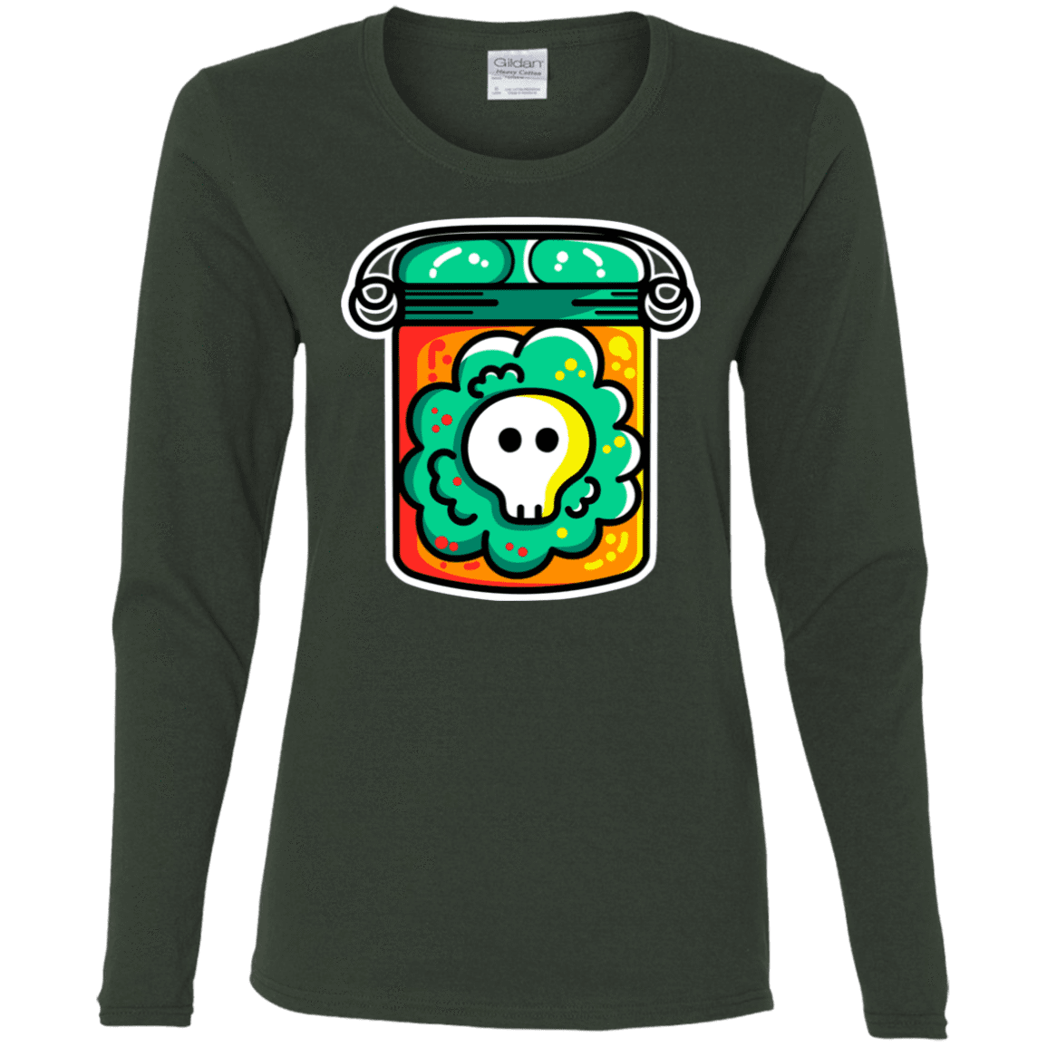 T-Shirts Forest / S Cute Skull In A Jar Women's Long Sleeve T-Shirt