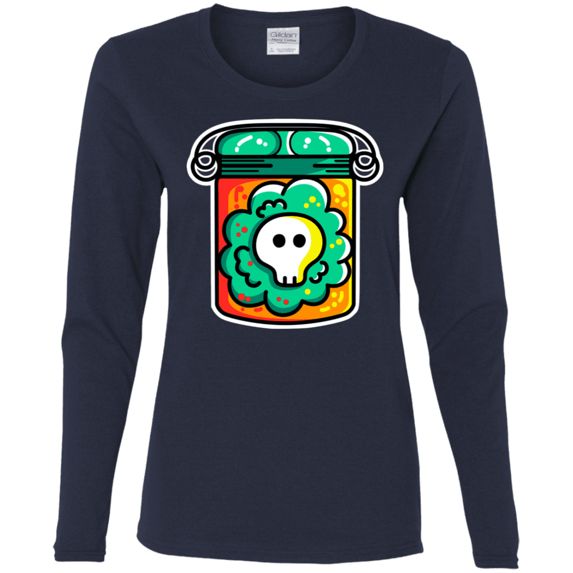 T-Shirts Navy / S Cute Skull In A Jar Women's Long Sleeve T-Shirt