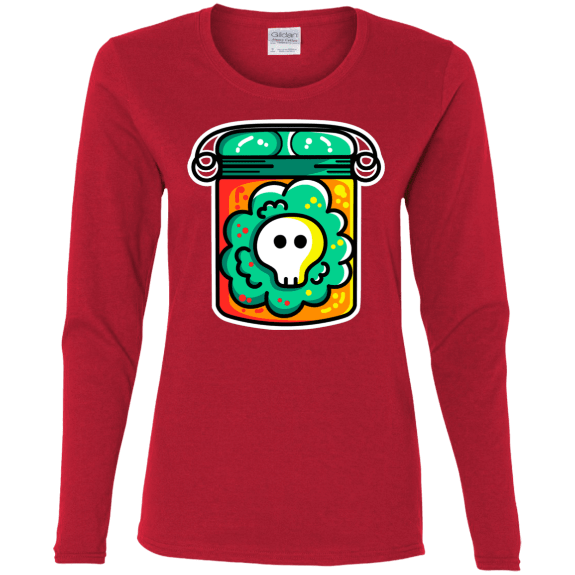 T-Shirts Red / S Cute Skull In A Jar Women's Long Sleeve T-Shirt