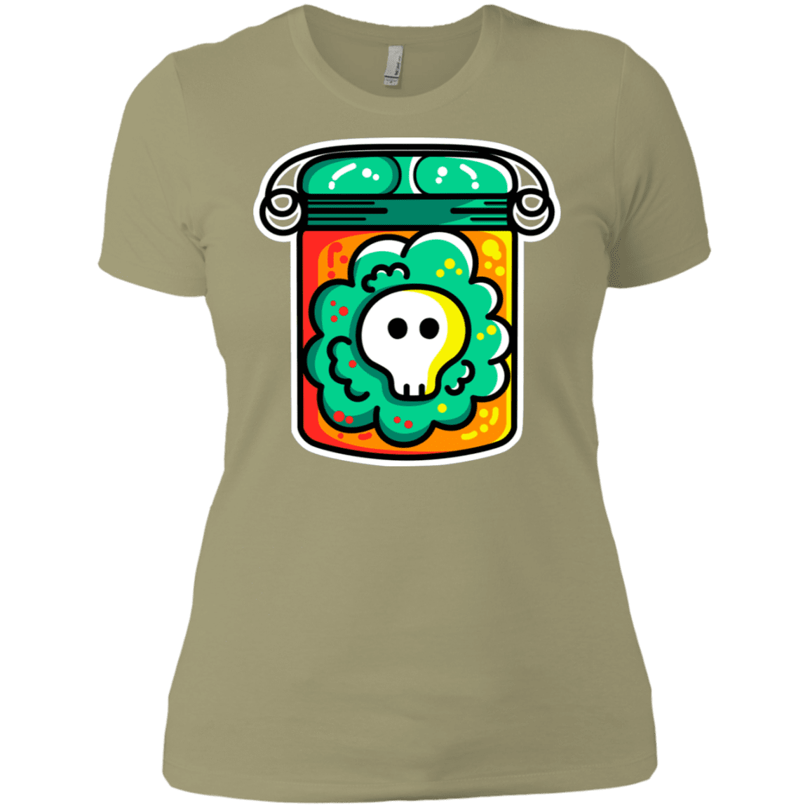 T-Shirts Light Olive / X-Small Cute Skull In A Jar Women's Premium T-Shirt