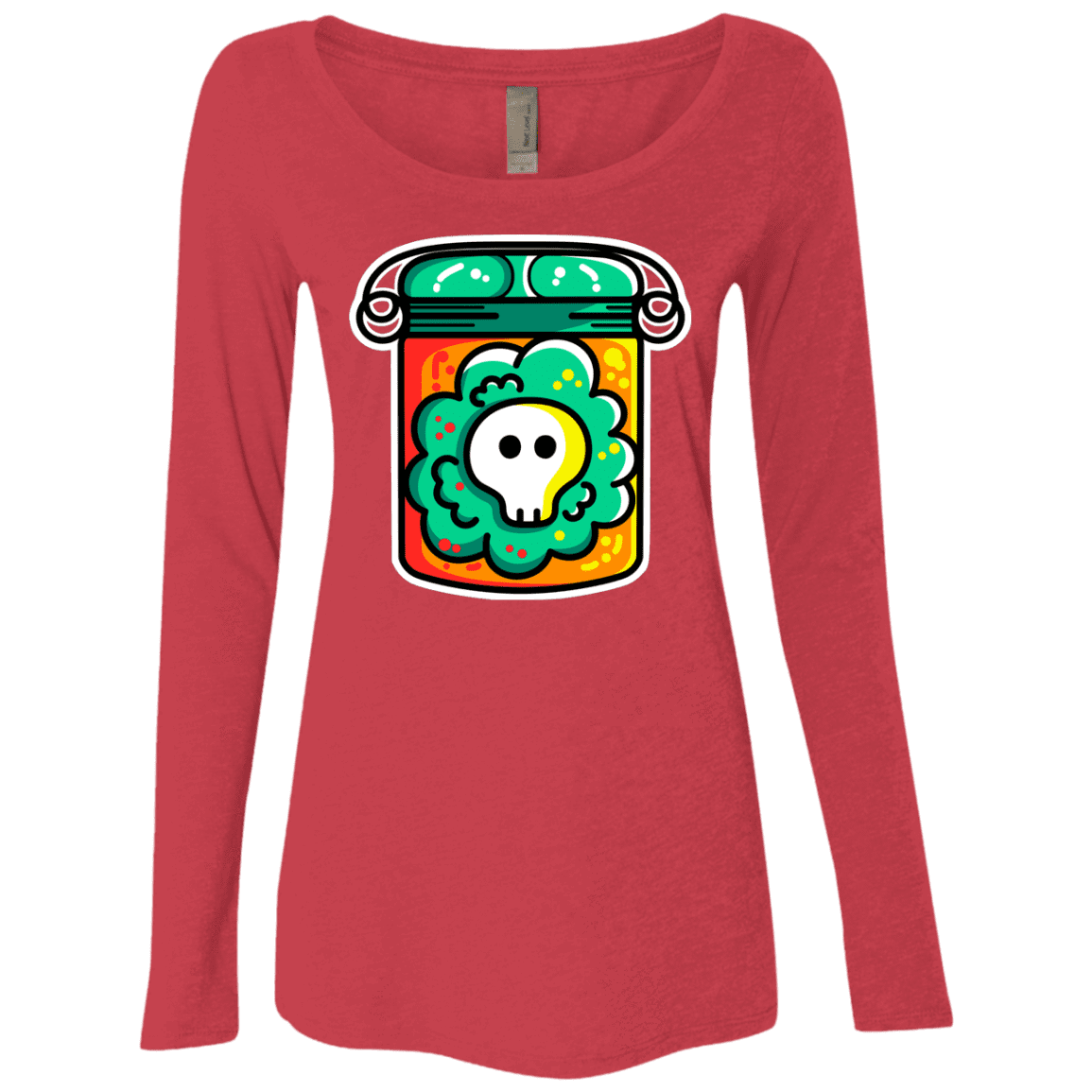 T-Shirts Vintage Red / S Cute Skull In A Jar Women's Triblend Long Sleeve Shirt
