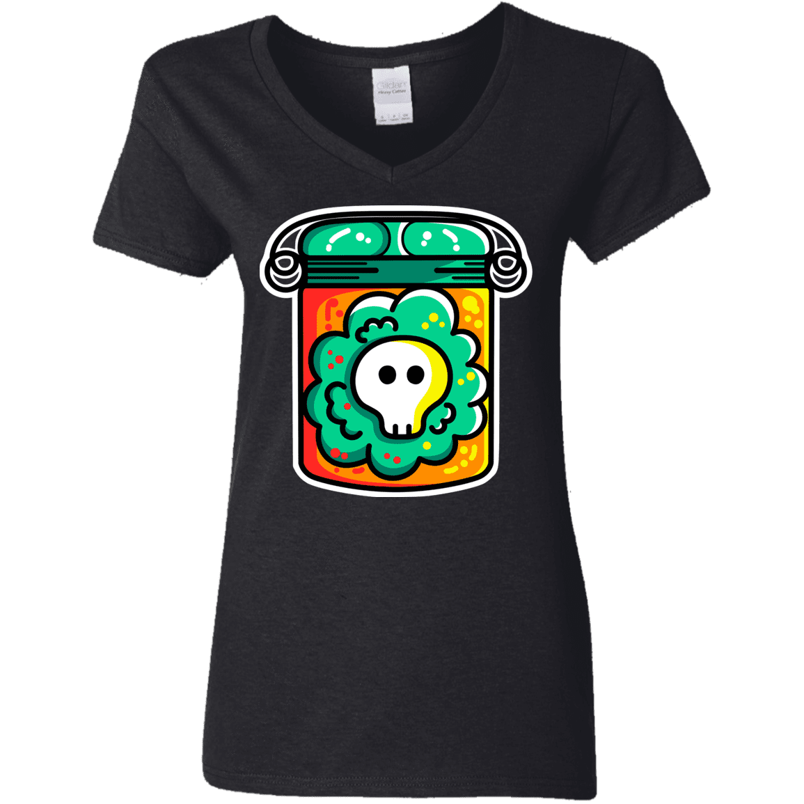 T-Shirts Black / S Cute Skull In A Jar Women's V-Neck T-Shirt